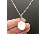 Pendentif œil de Sainte Lucie, coquillage porte bonheur, chaîne acier inox