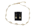 Parure 2 pcs doré/perles blanches