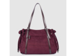 Lancaster Velvet Emma Grand Sac Porté Epaule 518-097 Aspect Suédine Bordeaux