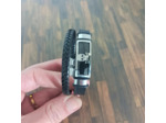 Bracelet cuir 2 lanières tête de mort