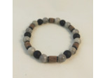 Bracelet bois / labradorite / agate noire