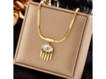 Collier Lucky avec œil porte-bonheur en acier inoxydable, chaîne serpent