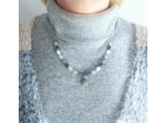 Collier labradorite/quartz rose/hématite