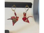 B.O. origami oiseaux 2 rouge/argenté