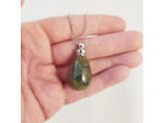 Collier bouteille de parfum agate indienne/argenté