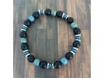 Bracelet homme agate noire/hématite