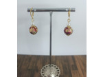 Boucles d'oreilles émaillées rouge/doré/blanc