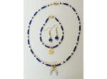 Parure 3 pcs doré/bleu/blanc