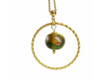 Collier long cercle perle Murano bicolore Salvia