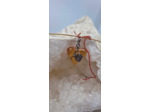 Pendentif coeur ambre + cable olpa1627
