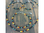 Parure en perles de rocaille noir et couleurs