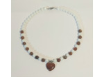 Collier en Jaspe rouge/Agathe blanche cœur