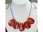 Collier Lisa rouge-beige en ivoire végétal