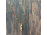 Pendentif acier inox doré/rouge