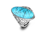 Bague ovale turquoise en argent