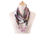 Foulard coton tons rose collier à perles roses