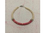 Bracelet en perles naturelles heishi rose/banc argenté