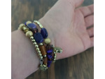 Bracelet multi-rangs violet/marron/doré