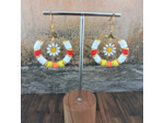 B.O. Heishi blanc/orange/jaune marguerite