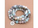 Collier ou bracelet Mala 108 perles en Amazonite et Lotus
