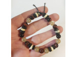 Œil de tigre rouge, citrine et bois, ajustable