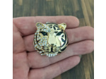 Broche émail et strass tête de tigre