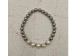 Bracelet en perles d'eau douce gris clair/blanche naturelle