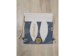 Sac à dos Pochon pour enfant, modèle blanc et bleu, renard