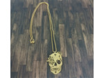Collier tête de mort à la rose en acier inoxydable doré
