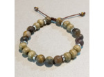 Perles en bois kaki + œil de tigre mat + métal argenté, ajustable