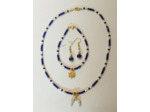 Parure 3 pcs doré/bleu/blanc