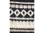 Tissu laine noire décors ethnique fourrure blanche