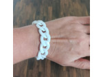 Bracelet gros maillons blanc argenté 22mm