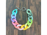 Bracelet gros maillons multi-couleurs argenté 22mm