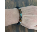 Bracelet homme agate/pierre de lave/œil de tigre