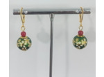Boucles d'oreilles émaillées vert/doré/rouge