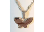 Pendentif papillon avec pierre argenté