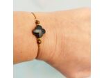 Bracelet élastique marron/doré/trèfle facetté noir
