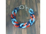 Bracelet gros maillons bleu ciel/bleu/rouge 19mm