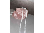 Mala en perles de Jade blanche et "oeil de chat" 6mm