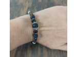 Bracelet Pierre de lave/Œil de tigre argenté