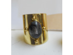 Bague large en acier inoxydable couleur or, labradorite