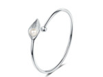 Bracelet en argent perle blanche dans feuille