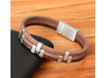 Bracelet tendance en cuir véritable marron 16