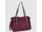 Lancaster Velvet Emma Grand Sac Porté Epaule 518-097 Aspect Suédine Bordeaux