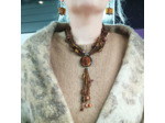 Parure en perles de rocaille et perles de Murano marron
