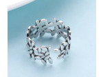 Bague en argent, grandes feuilles