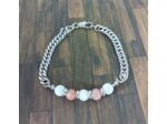 Bracelet-chaîne pierre de lune blanc/rose