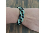 Bracelet gros maillons vert/noir argenté 22mm