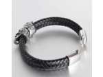 Bracelet en cuir véritable avec Double tête de mort